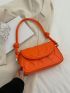 Small Flap Square Bag Embossed Detail Neon Orange Funky