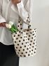 Medium Shopper Bag Polka Dot Pattern Colorblock Preppy