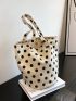 Medium Shopper Bag Polka Dot Pattern Colorblock Preppy