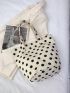 Medium Shopper Bag Polka Dot Pattern Colorblock Preppy