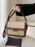 Colorblock Square Bag Flap Adjustable Strap With Coin Purse