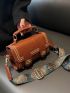 Mini Stitch Detail Flap Wide Shoulder Strap Handbag