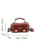 Mini Stitch Detail Flap Wide Shoulder Strap Handbag