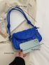 Geometric Pattern Baguette Bag Small Flap Blue