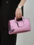Crocodile Embossed Square Bag Pink Metallic Funky