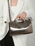 Crocodile Embossed Square Bag Medium Metallic Funky