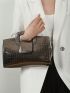 Crocodile Embossed Square Bag Medium Metallic Funky