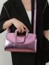 Crocodile Embossed Square Bag Pink Metallic Funky