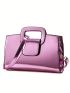 Crocodile Embossed Square Bag Pink Metallic Funky
