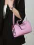 Crocodile Embossed Square Bag Pink Metallic Funky