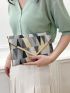 Geometric Pattern Envelope Bag Flap PU Fashionable