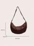 Oversized Hobo Bag Letter Patch Decor With Zipper PU