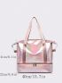 Holographic Letter Graphic Duffel Bag Fashionable Travel Bag Double Handle With Zipper PU