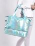 Holographic Letter Graphic Duffel Bag Fashionable Travel Bag Double Handle With Zipper PU