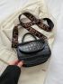 Mini Saddle Bag Crocodile Embossed Flap Adjustable-strap