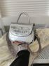 Mini Saddle Bag Crocodile Embossed Flap Adjustable-strap