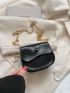 Mini Saddle Bag Embossed Design Flap Chain Strap