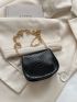 Mini Saddle Bag Embossed Design Flap Chain Strap