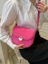 PU Saddle Bag Solid Color Flap Adjustable Strap