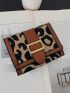 Leopard Print Small Wallet Buckle Decor