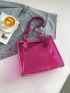 Small Shoulder Tote Bag Clear PVC Neon Pink