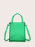 Mini Square Bag Green Fashionable Double Handle, Clear Bag
