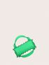 Mini Square Bag Green Fashionable Double Handle, Clear Bag