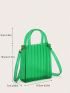 Mini Square Bag Green Fashionable Double Handle, Clear Bag