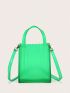 Mini Square Bag Green Fashionable Double Handle, Clear Bag