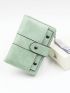 Green Small Wallet Stitch Detail With Zipper For Daily