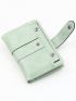 Green Small Wallet Stitch Detail With Zipper For Daily
