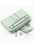 Green Small Wallet Stitch Detail With Zipper For Daily