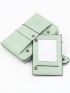 Green Small Wallet Stitch Detail With Zipper For Daily