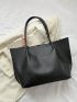 Large Capacity Tote Bag Double Handle Solid Color Twilly Scarf Decor