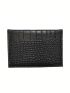 Crocodile Embossed Passport Case For Travel Black