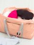 Letter Patch Fashion Travel Bag Baby Pink Portable For Short Distance Journey