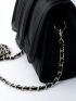 120cm DIY Black Pu Purse Handle Replacement Chain Strap For Crossbody Bag