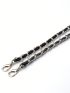 120cm DIY Black Pu Purse Handle Replacement Chain Strap For Crossbody Bag