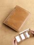 Genuine Leather Small Wallet Fold Over Letter Embossed Detail