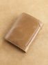 Genuine Leather Small Wallet Fold Over Letter Embossed Detail
