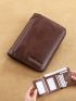 Genuine Leather Small Wallet Fold Over Letter Embossed Detail