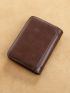 Genuine Leather Small Wallet Fold Over Letter Embossed Detail