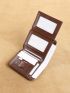 Genuine Leather Small Wallet Fold Over Letter Embossed Detail