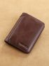 Genuine Leather Small Wallet Fold Over Letter Embossed Detail