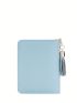 Letter Graphic Small Wallet Zipper Tassel Decor Blue