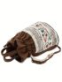 Mini Women's Printed Drawstring Crossbody Bag, Vintage Bucket Bag