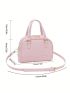 Mini Minimalist Dome Bag Zipper Pink Double Handle
