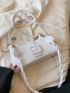 Medium Baguette Bag Crocodile Embossed Buckle Decor