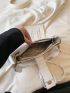 Medium Baguette Bag Crocodile Embossed Buckle Decor