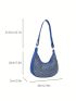 Rhinestone Decor Hobo Bag, Trendy Evening Handbag, Glitter Underarm Purse For Women